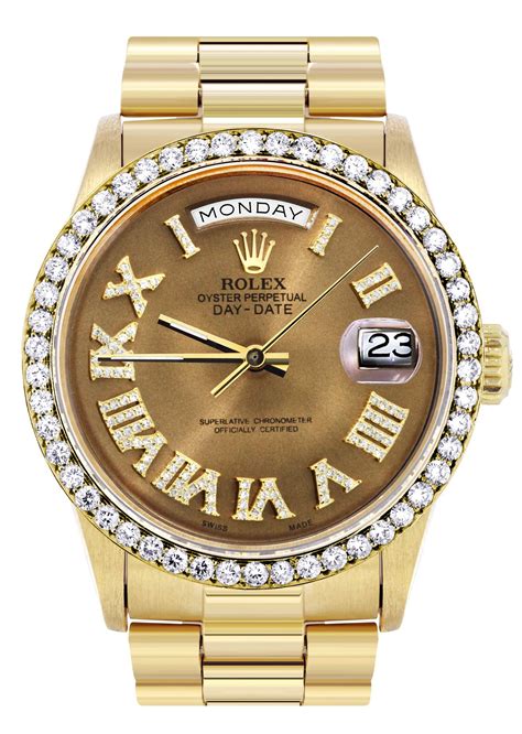 presidential rolex yellow diamonds|Rolex presidential 40mm diamond bezel.